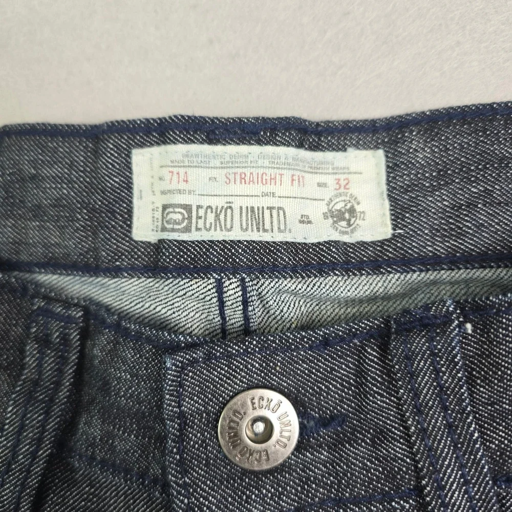 Ecko Unltd Straight Fit Jeans Mens 32x32 (34x32) Dark Wash Blue‎ Streetwear 714